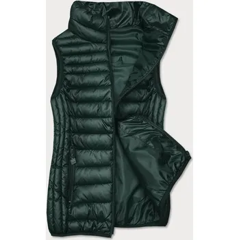 Dámská vesta Tmavě zelená dámská vesta se stojáčkem (B2722-10) odstíny zelené S (36)