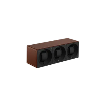 Natahovač hodinek SWISSKUBIK Triple SwissKubiK v hnědé kůži prošívanou bílou nití