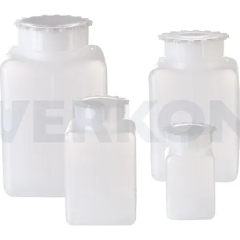 Láhev čtyřhranná s graduací, mezivíčkem a očkem pro plombu, HDPE, Objem [ml]: 500, Graduace [ml]: 100