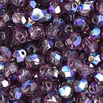 Dětské navlékací korálky Manumi české broušené korálky 6 mm Amethyst AB