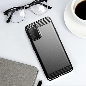 Pouzdro na mobilní telefon Ochranný silikonový obal karbon pro Xiaomi POCO M3 - černý