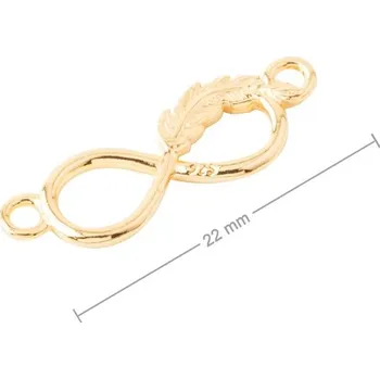 Přívěsek Stříbrný spojovací díl nekonečno s peřím 22 mm pozlacený 24K zlatem