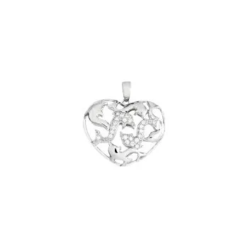 Přívěsek Přívěsek stříbrný Srdce velké s delfíny