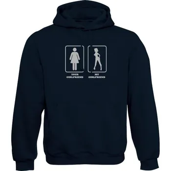 Pánská mikina Mikina s kapucí Your Girlfriend My Girlfriend - námořní modrá