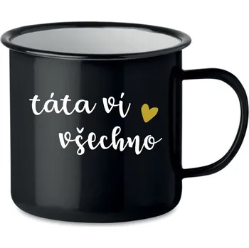 Sklenice TÁTA VÍ VŠECHNO - černý plecháček 350 ml