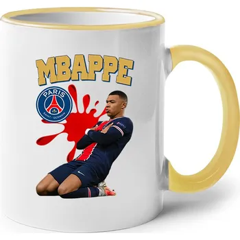 Keramický hrnek Kylian Mbappé, Barva Žlutá, Velikost 330 ml, Canvas Keramický hrnek s barevným uchem Bezvatriko.cz 2038