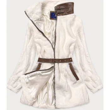 Kožešinová bunda v ecru barvě se stojáčkem (GSQ2228) odstíny béžové XL (42)