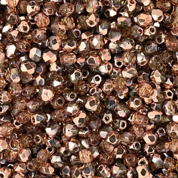 Dětské navlékací korálky Manumi české broušené korálky 3 mm Copper Smoky Topaz