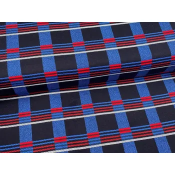 Mirtex Látka FLANEL 165/A3 Kostky černo-modro-červené šíře 150cm Velkoobchod Ceník: VELKOOBCHOD: po celých rolích, bez odvíjení