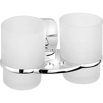 Dávkovač mýdla RUMBA dvojitý držák skleniček, mléčné sklo