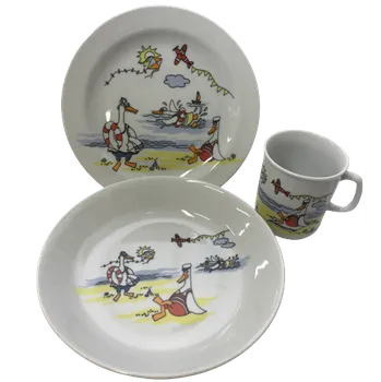 dětská jídelní sada Kristoff Dětská jídelní souprava porcelán 3 ks husa u vody