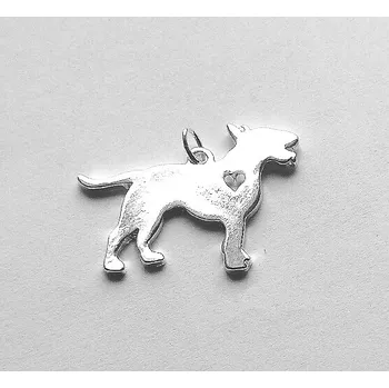 Přívěsek Stříbrný přívěsek bulterier - DN132 (Stříbrný pes bulterier se srdíčkem)