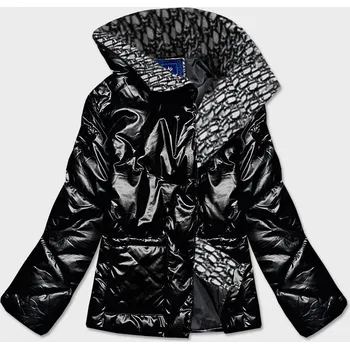 Černá dámská bunda s leskem (OMDL-023) odstíny černé L (40)