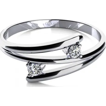 Prsten Couple, Zajímavý prsten Eveline, bílé zlato a zirkony, vel. 60, prům. 19.1 mm, 585-68-1-0655.1B00.0.60.001