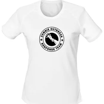 Dámské tričko Dámské funkční tričko Zombie Outbreak Response Team Zombie Hand - bílá