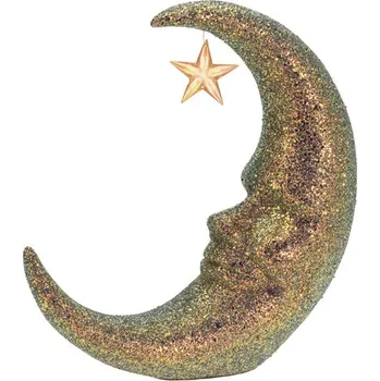 Vánoční dekorace KOOPMAN Dekorace - Měsíc Glitter 25 cm zlatý, mix / 1ks 451385