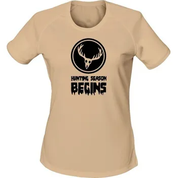 Dámské tričko Dámské funkční tričko DEER Hunting Season Begins - písková