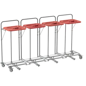 Odpadkový koš VK 120 - 4N vozík na třídění odpadu a prádla, nožní otevírání plast - VK - červený