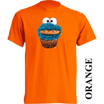 Chlapecké tričko detske-levne-bavlnene-tricko-potisk-cookie-monster Barva: Orange - oranžová, velikost: 128