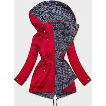 Červeno-šedá oboustranná dámská bunda parka (XW581X) odstíny červené S (36)