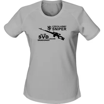 Dámské tričko Dámské funkční tričko SVD DRAGUNOV CZECH ARMY SNIPER - světle šedá