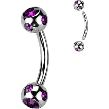 Piercing Piercing do obočí - kulička s kamínky (fialová)
