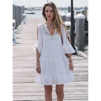 Dámské šaty Letní bílé šaty na pláž - PJ-010