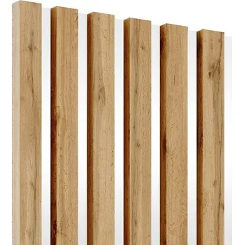 Obklad Akustické panely - lamely na bílé desce HDF - Dub Wotan 30 x 275 cm