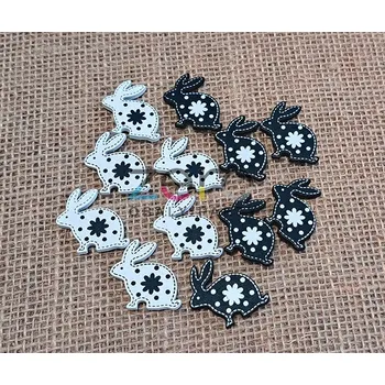 Velikonoční dekorace Zajíc dřevěný samolepicí (12 ks) - černá/bílá (mix)