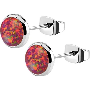 Náušnice Šperky4U Ocelové náušnice, OPÁL 6 mm - NB1-OP23