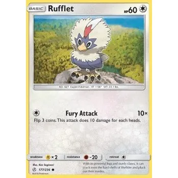 Volný čas Pokémon CEC 177/236 Rufflet - Cosmic Eclipse Stav: Excellent, Verze: NORMAL