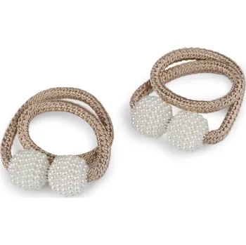 Dekorační úvaz / šňůra na závěsy s magnetem, malé, 3 béžová