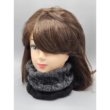 Nákrčník Ručně pletený nákrčník - copánky - šedý a černý 1