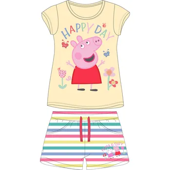 Prasátko Pepa - licence Dívčí letní komplet - Prasátko Peppa 52121191, žlutá / proužek Barva: Žlutá, Velikost: 92