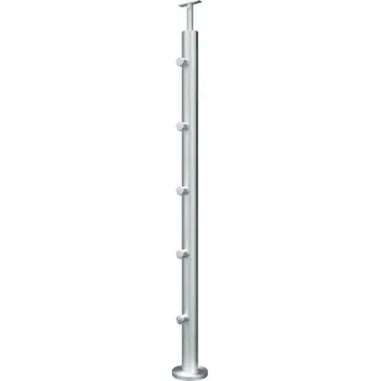 Zábradlí Hahn Steel Konfigurátor - nerezový sloupek Ø42,4mm - 5 x výplň Ø12mm, AISI 304 na nakloněnou rovinu Výška sloupku: 700mm, Umístění výplně zábradlí: Na vnější straně, Úhel šikminy: 25°