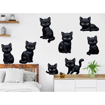 Samolepící dekorace Černé kočky samolepky na zeď arch 75 x 50 cm