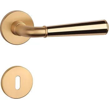 Dveřní kování Dveřní kování MP MARIGOLD 2 - R 7S (OLS/OLV - Mosaz broušená / mosaz leštěná lakovaná), klika-klika, Bez spodní rozety, MP OLS/OLV