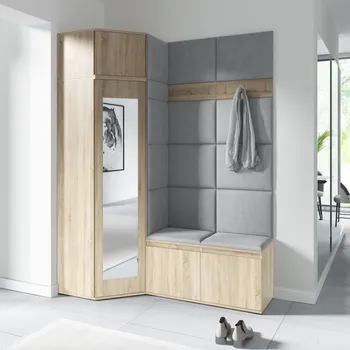 Předsíňová stěna Rohová předsíňová stěna Emi 37 - sonoma Barva panelů: Šedá - Trinity 14