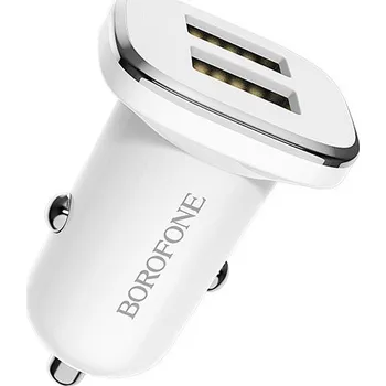 Adaptér do auta Borofone BZ12 Dual 2.4A bílý