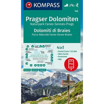 Pragser Dolomiten, Naturpark Fanes-Sennes-Prags (kompass - 145) - turistická mapa