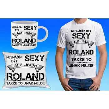 Pánské tričko ROLAND dárkový set se jménem 128 (tričko, polštářek a hrneček se jménem )