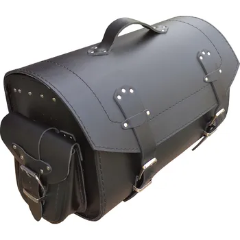 Motodoplněk Kožený kufr malý pro motocykly chopper (Kožený kufr na nosič moto chopper)
