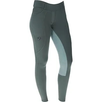 Jezdecké kalhoty Dámské jezdecké legíny s koženým sedem Covalliero A/W 2023, nefritově zelená velikost 44/46