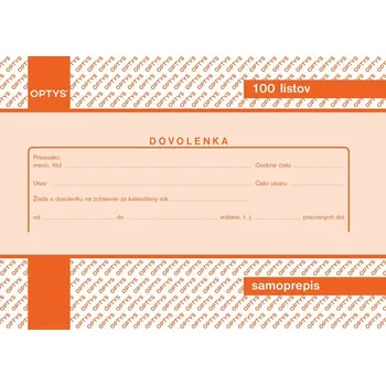 Tiskopis Dovolenka A6, samoprepis, 100 listov, Slovensko