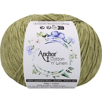 Příze Anchor Cotton ‚n‘ Linen 27 Jablečná (Přírodní příze Cotton ‚n‘ Linen 27 Fern)