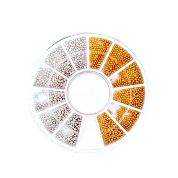 Zdobení na nehty - Kaviár / Perličky na nehty mix karusel zlatý a stříbrný 0,8-1mm