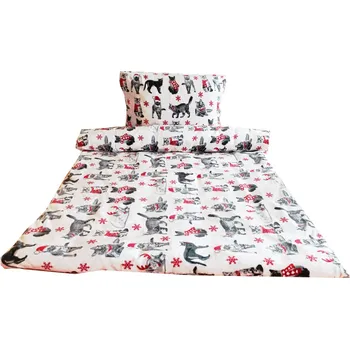 Povlečení Povlečení mikroplyš Kočičky s vánoční čepičkou 140 x 200, 70 x 90 cm zipový uzávěr