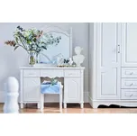 Bílý toaletní stolek s ozdobným zrcadlem Susanne