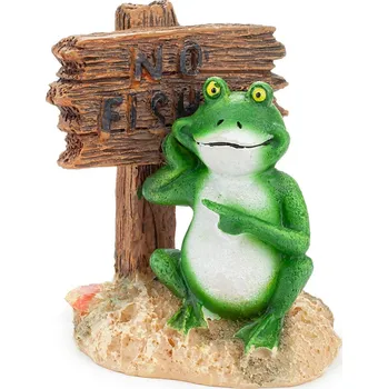 Dekorace do akvária Happet Žába u cedule - Dekorace do akvária