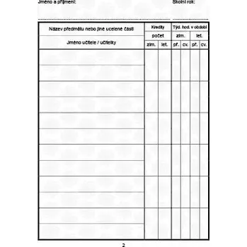 Výkaz o studiu VOŠ s kredity